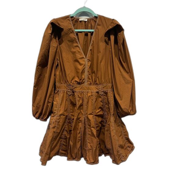 Ulla Johnson Mini Dress Corliss Cotton Poplin Sumac Orange Womens sz 10 - Picture 2 of 10